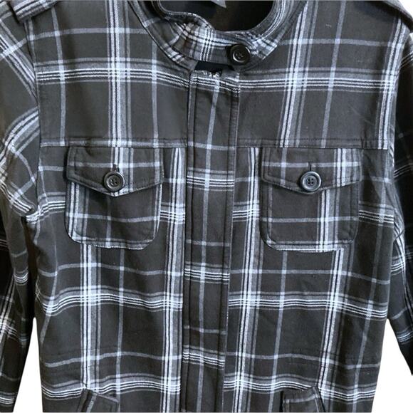 Self Esteem Womens L Black & White Flannel Zip Up Jacket Coat Lined Pockets - Picture 5 of 12